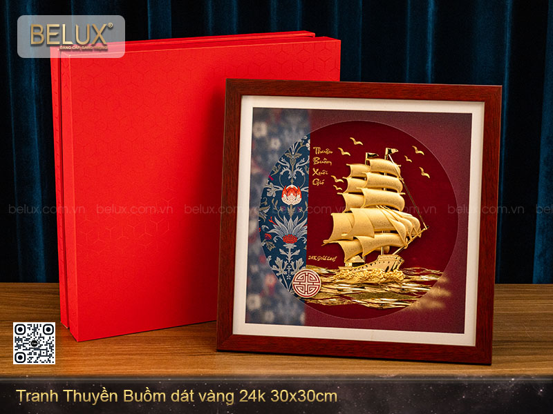 Tranh Thuyền Buồm Mạ Vàng Khổ Vuông 30×30